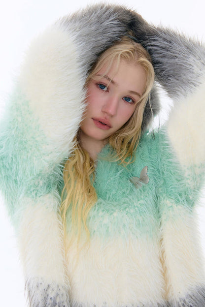 Retro Gradient Buoy Neck Sweater