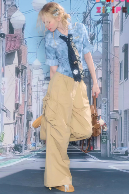 格纹墨水渐变上衣