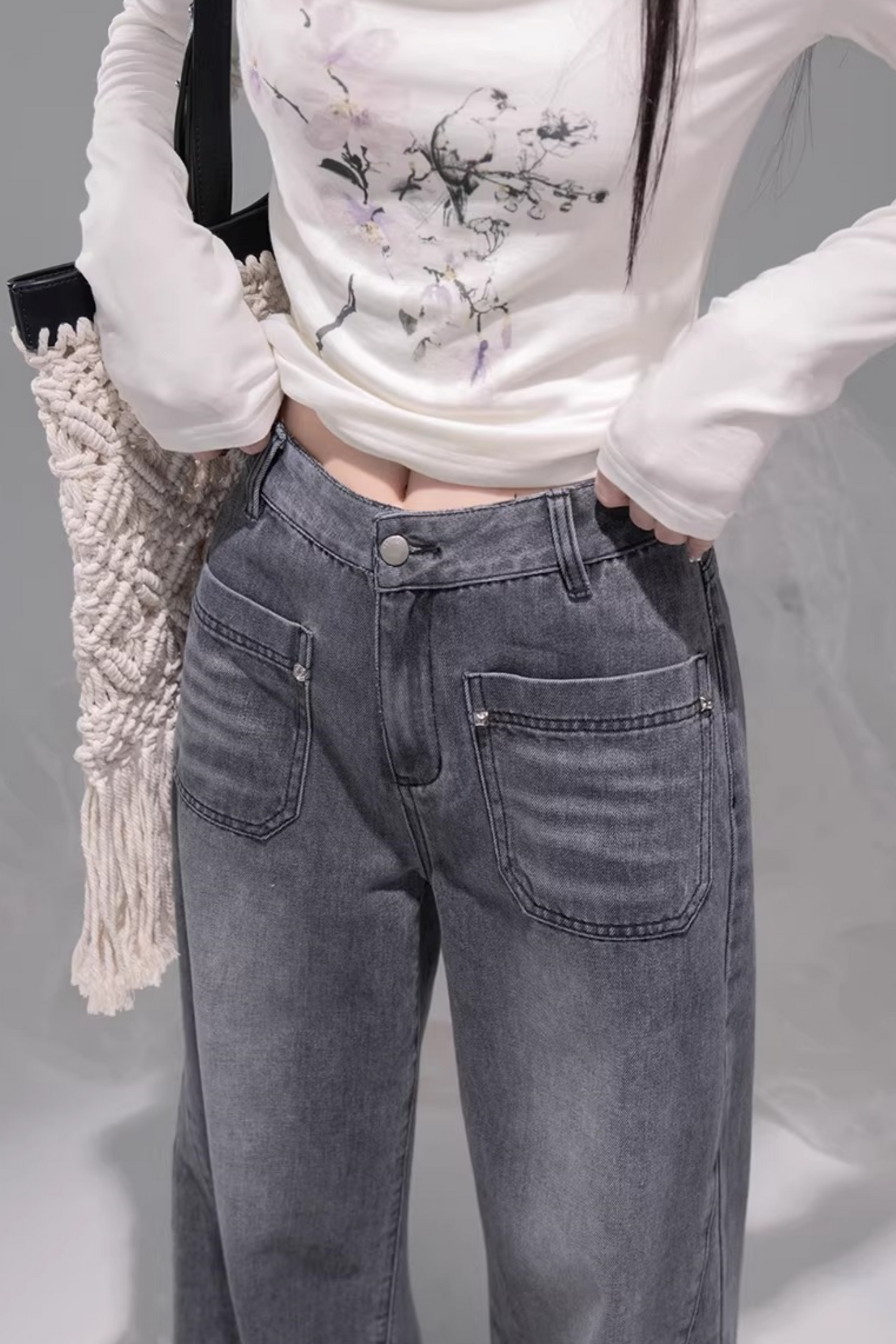 インクグレイストレートデニムパンツ