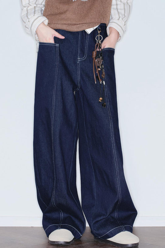 Color-Blocked Scimitar Jeans