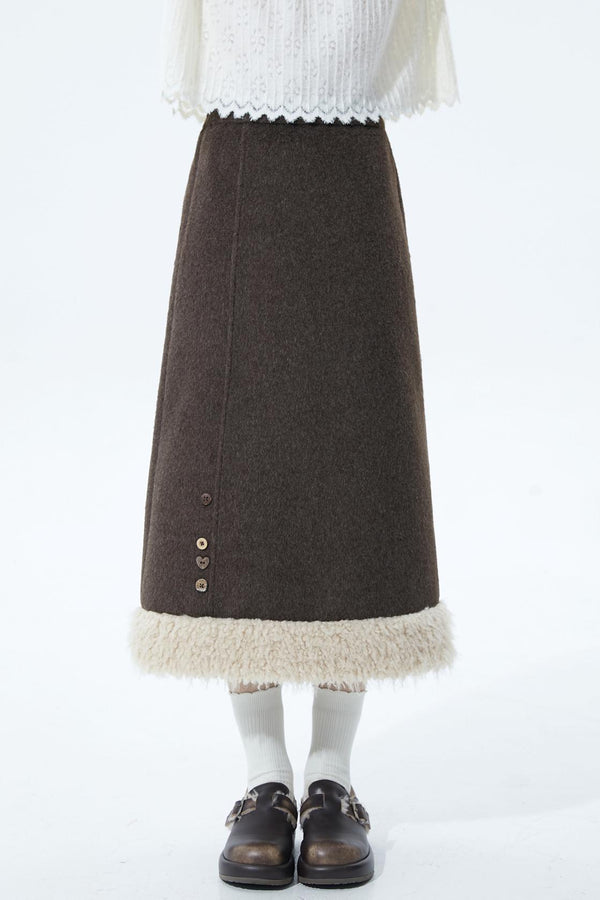 Deep Brown Wool Skirt