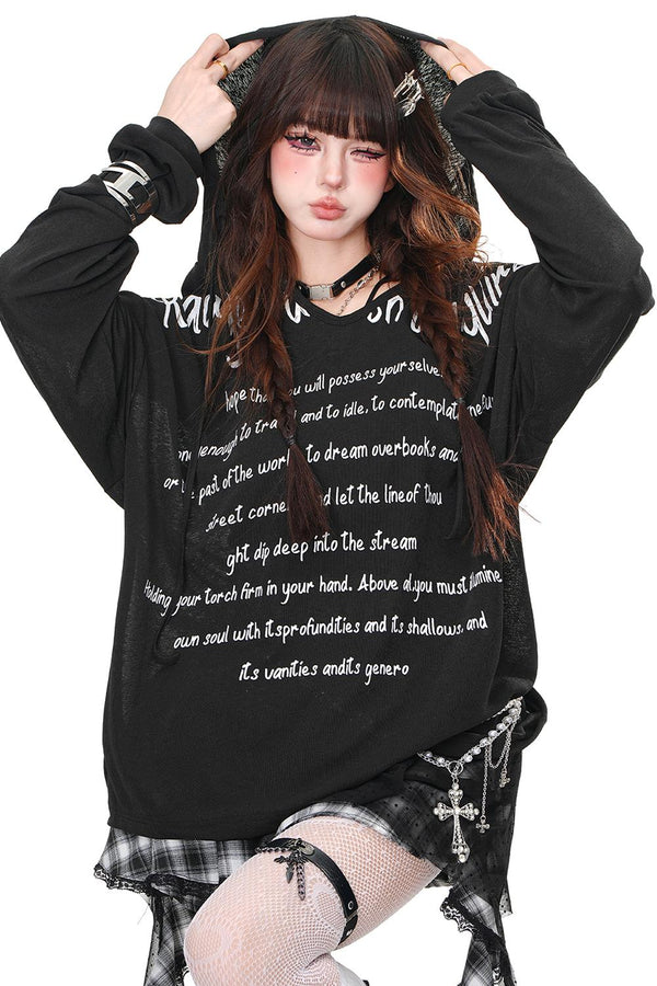 ルーズVネックフードトップス