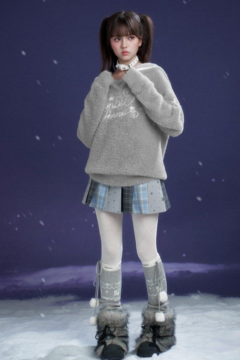 check star pleated skirt