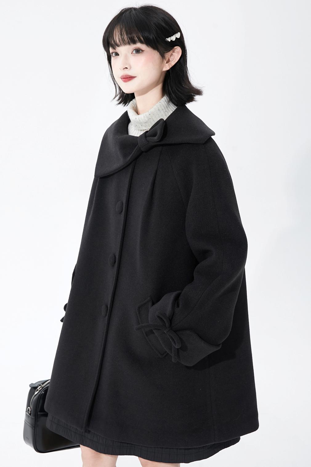 インクダイアシンメトリーウールコート