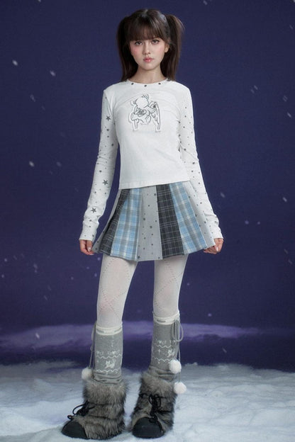 check star pleated skirt