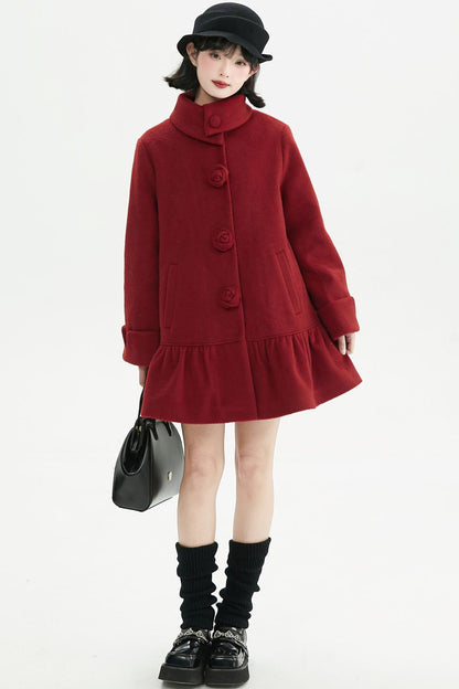 ローズラッフルウールコート