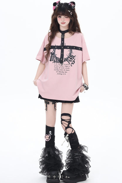 Summer Leather Button T-Shirt