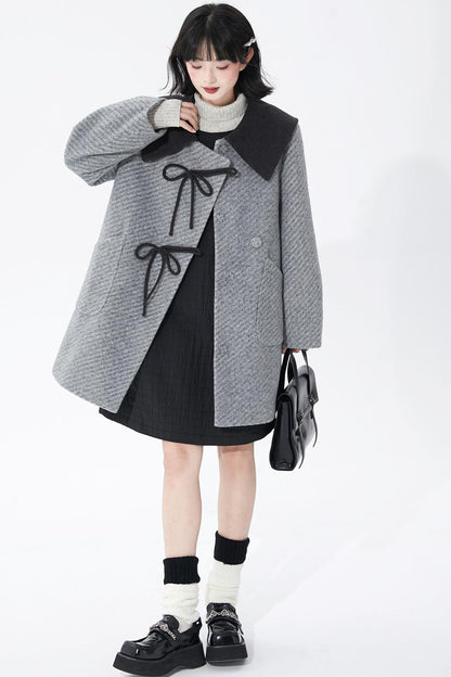 レトログレイウールンコート