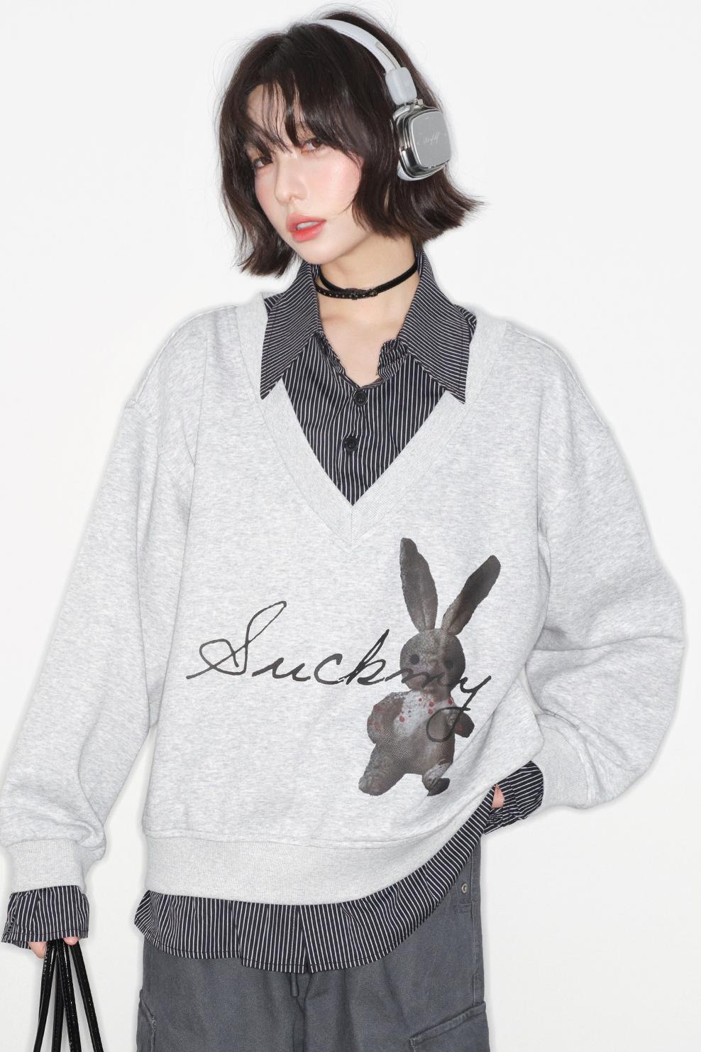 Rabbit Print Sweatshirt Top