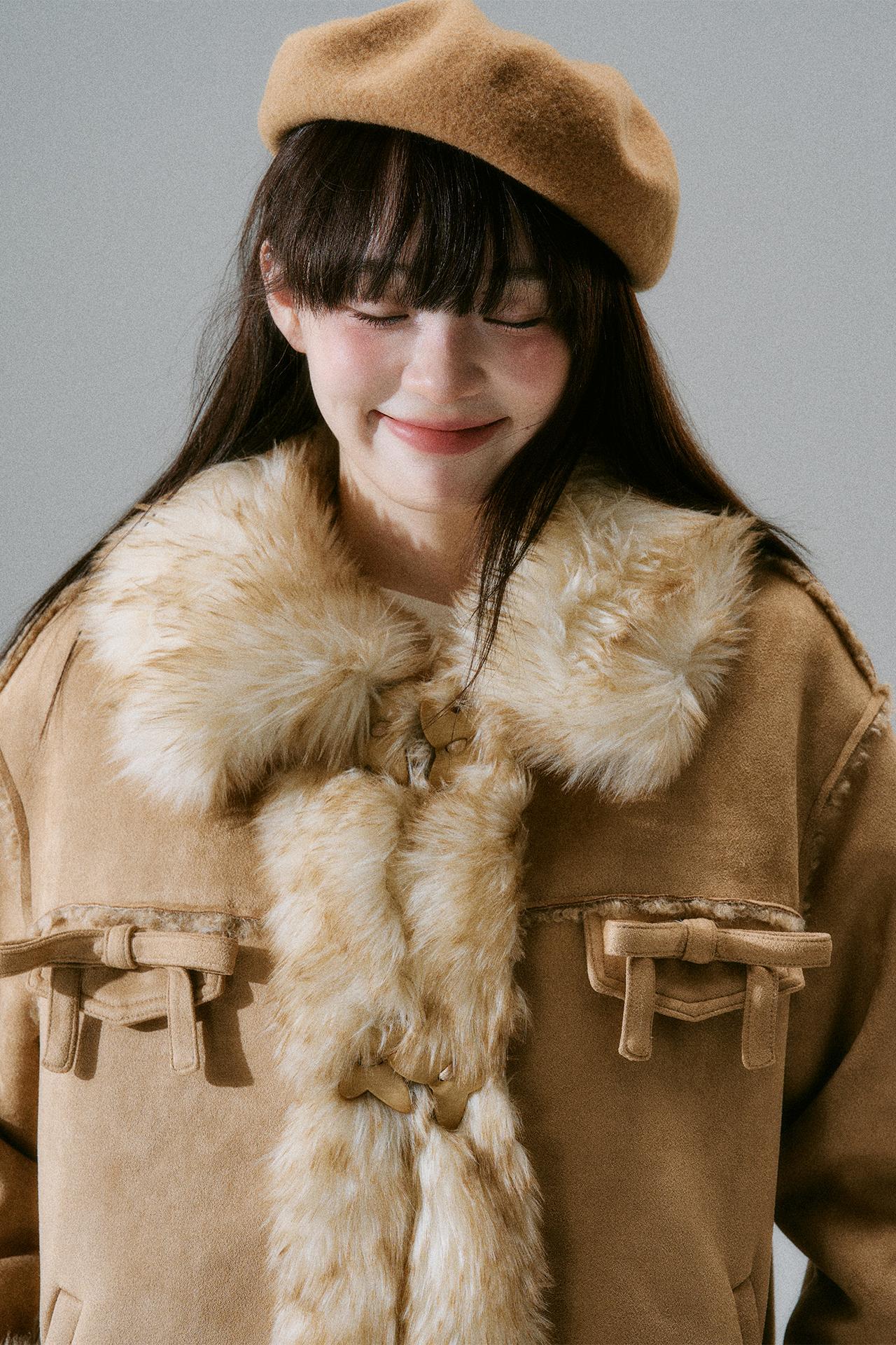 Fur Ribbon Pocket Coat