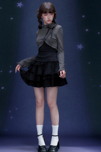 Striped Rose Brooch Top