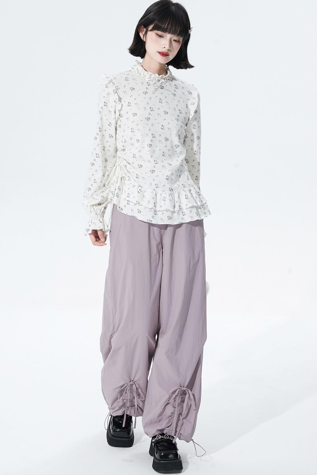 Gray purple fleece lined pants
