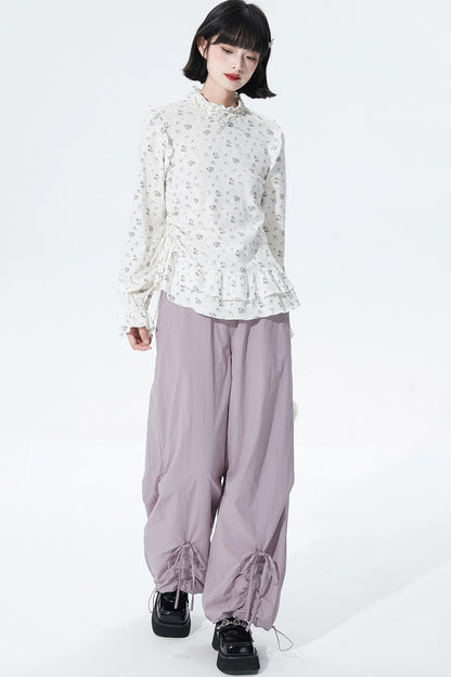 Gray purple fleece lined pants