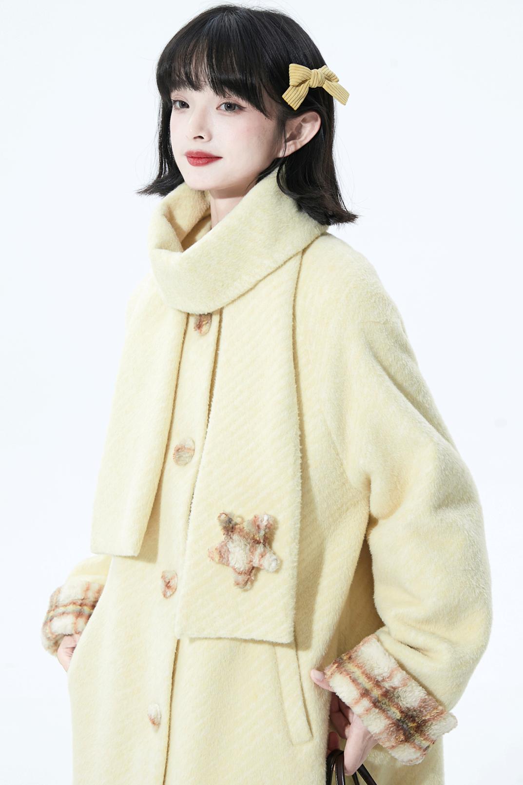 デタッチャブルプラッシュウールコート