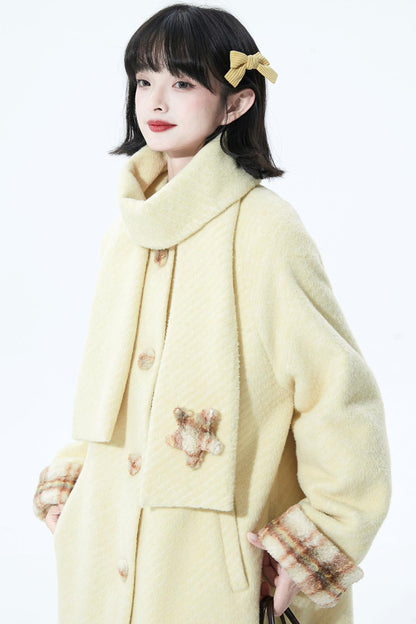 デタッチャブルプラッシュウールコート