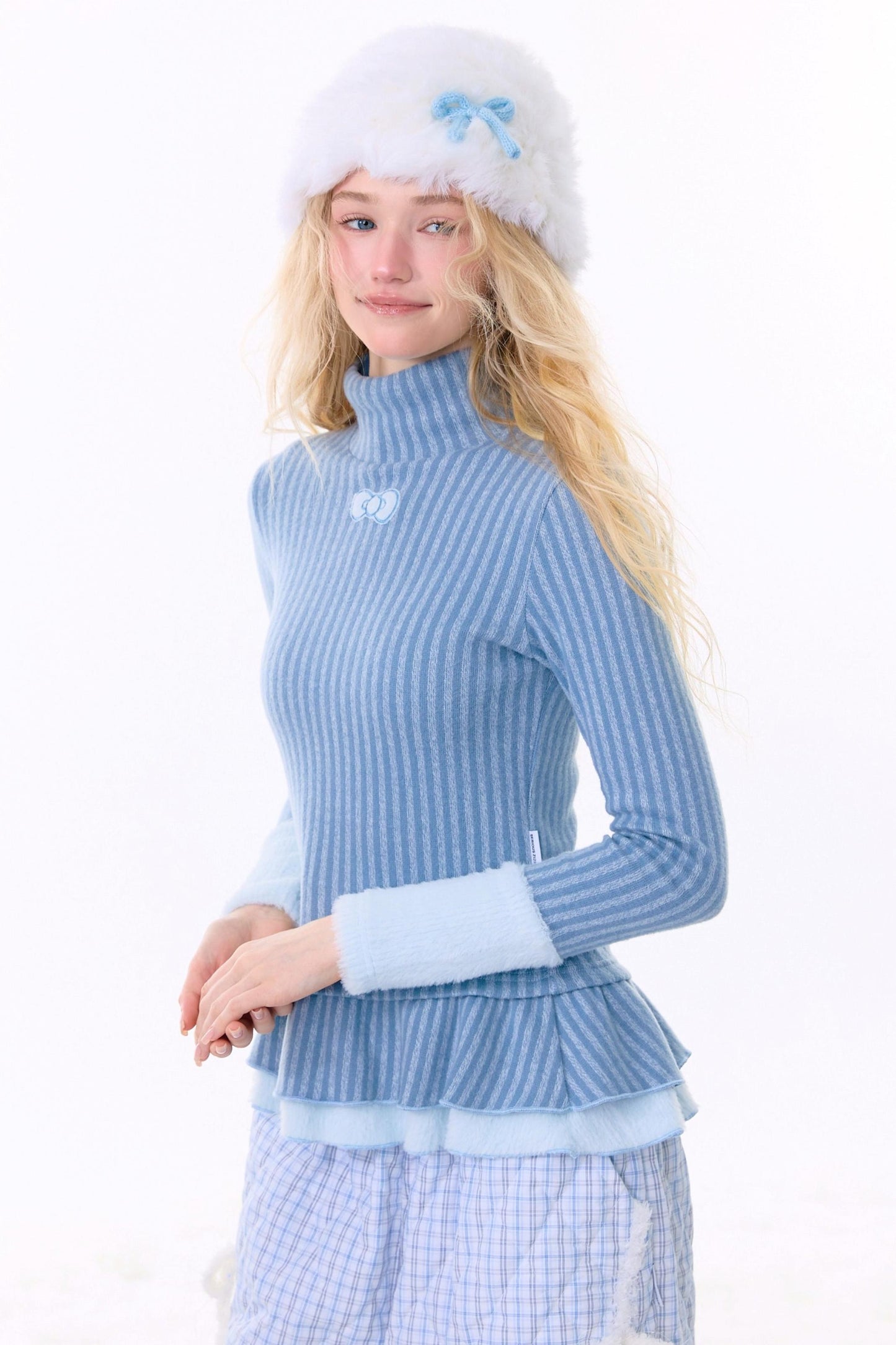 One-point Bow Peplum Top