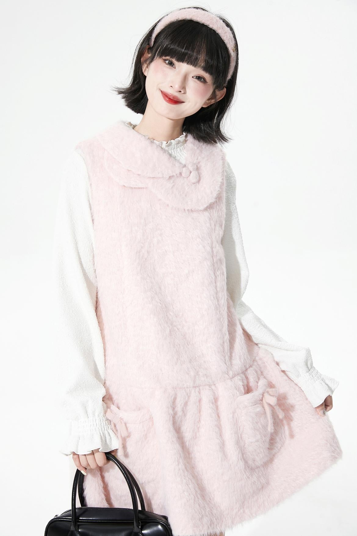 ピンクウールンニットドレス