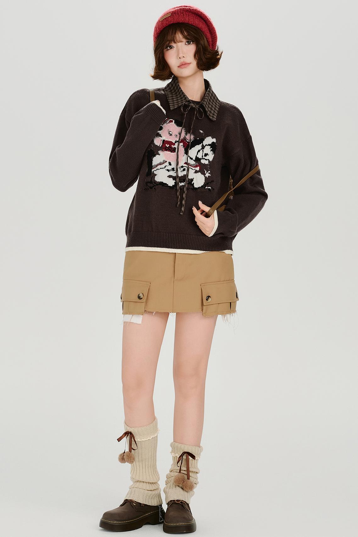 レトロジャガードソフトカラートップス