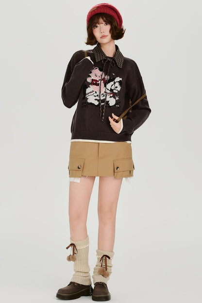 レトロジャガードソフトカラートップス