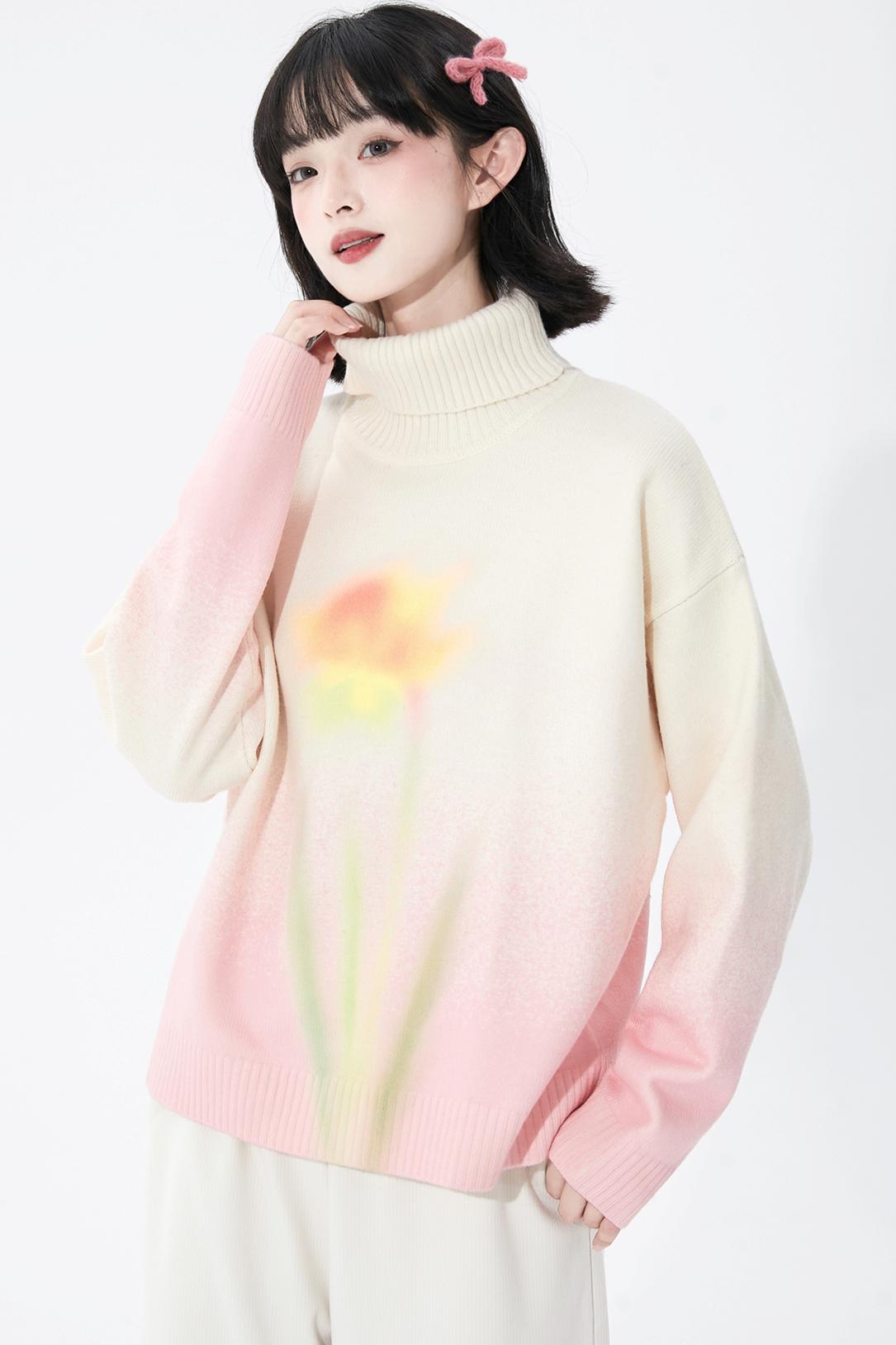 Soft pink gradient knit sweater