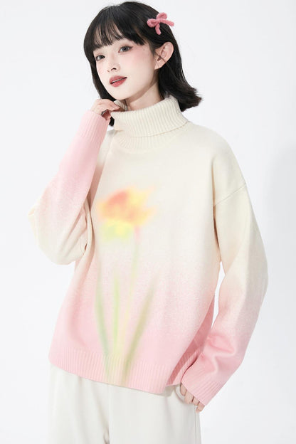 Soft pink gradient knit sweater