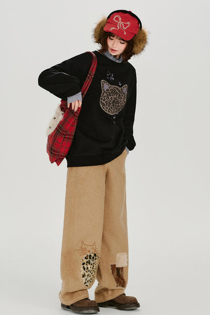 レトロレオパードルーズモードトップス