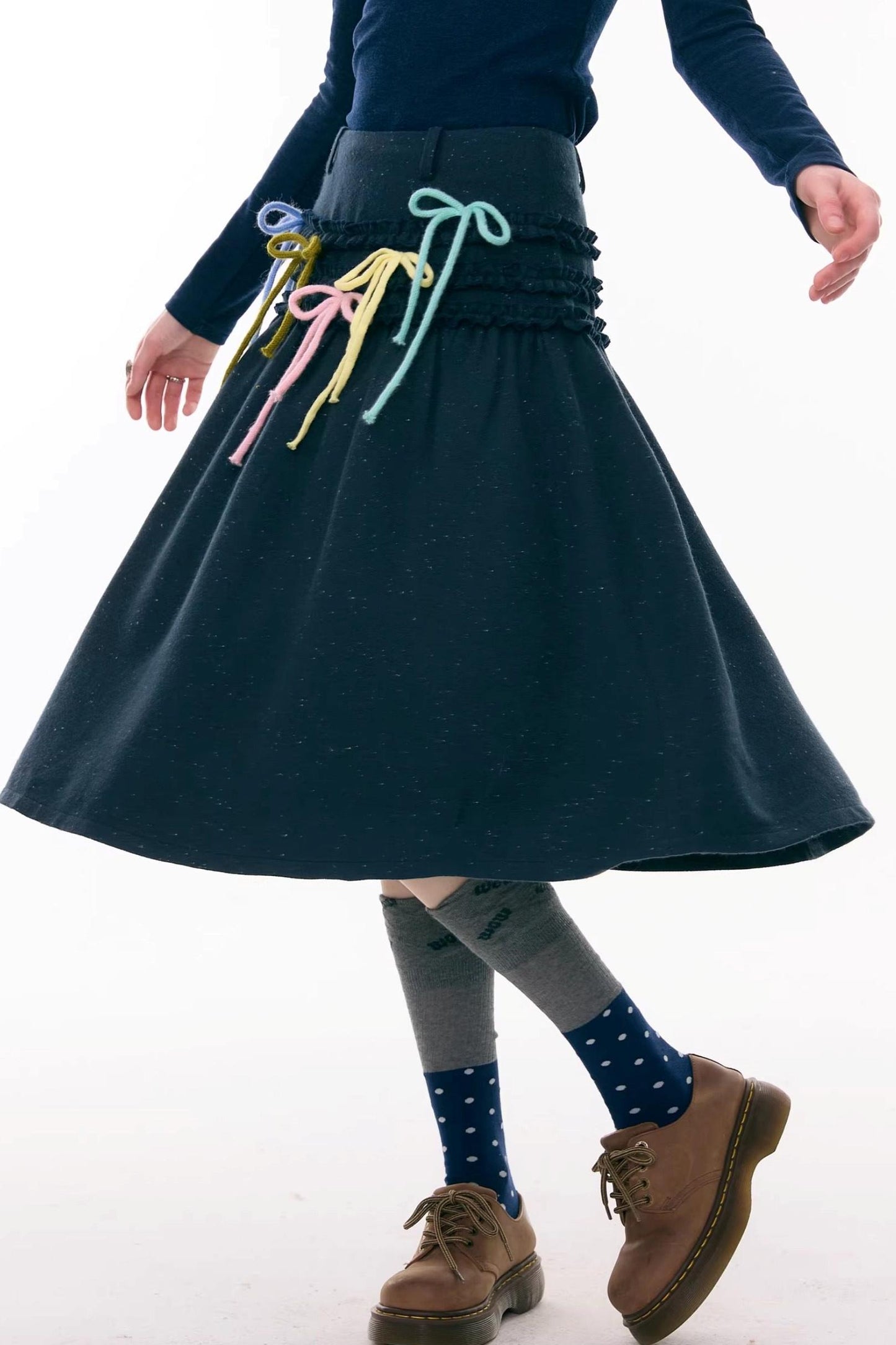 ラッフルドマルチカラーリボンスカート