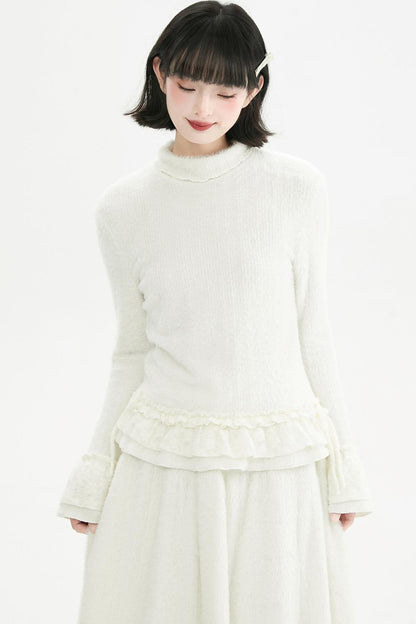 ミルキーホワイトレースニットトップ