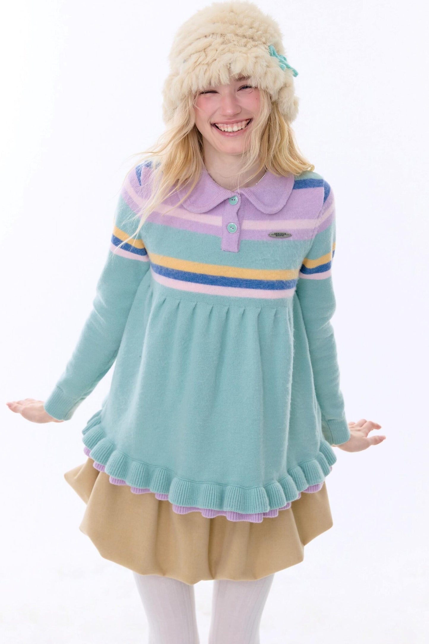 Contrast Striped Knit Sweater