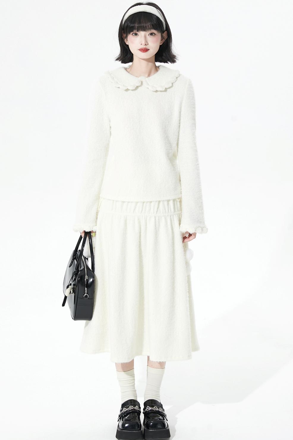 ソフトリブドニットフレアスカート