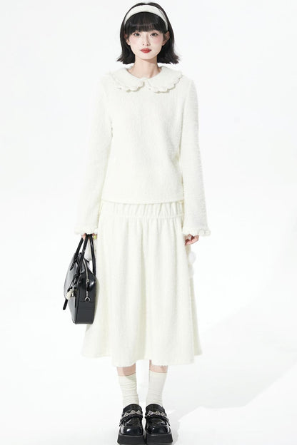 ソフトリブドニットフレアスカート