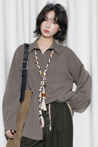 ベーシックソリッドロングスリーブシャツ