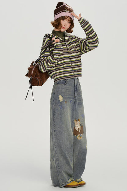 レトロボーダージフードパーカー