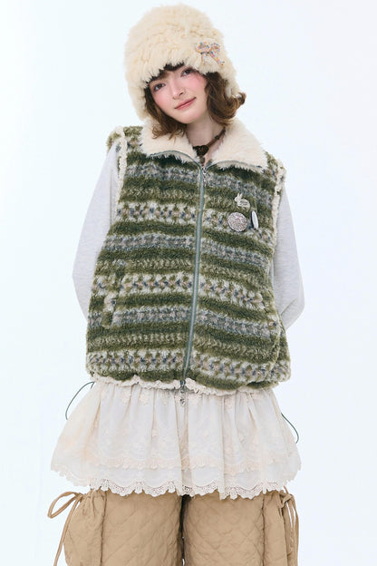 Retro Fair Isle Fleece Vest