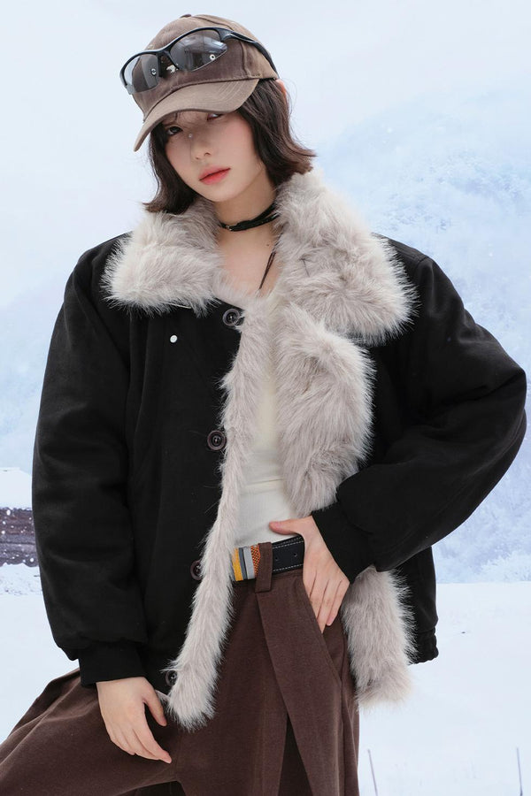 ビッグファーコラーカットンコート