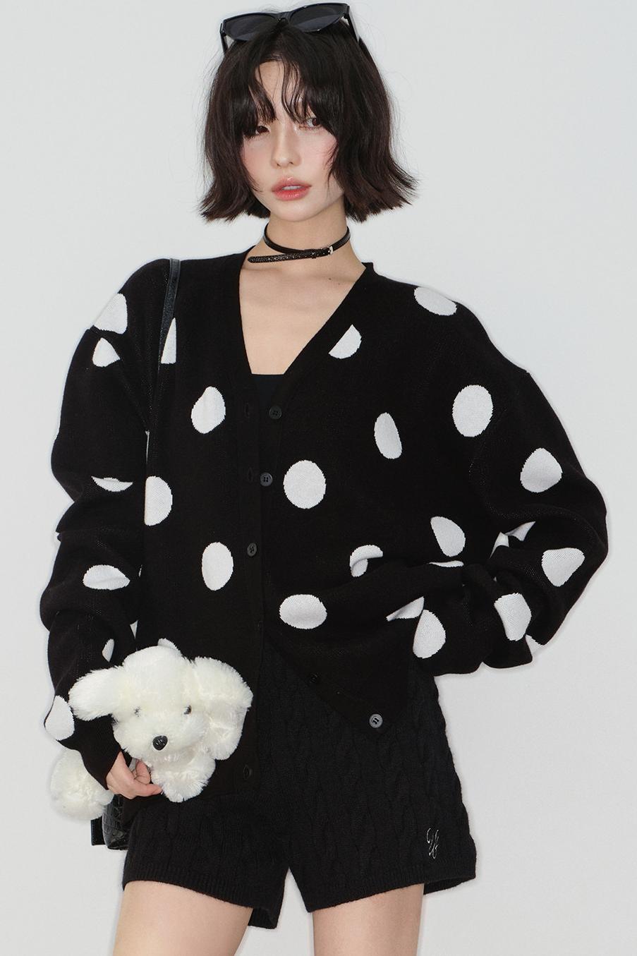 ビッグドットニットカーディガン