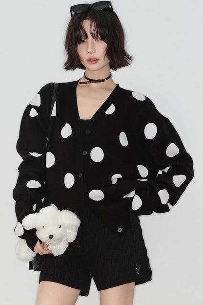 ビッグドットニットカーディガン