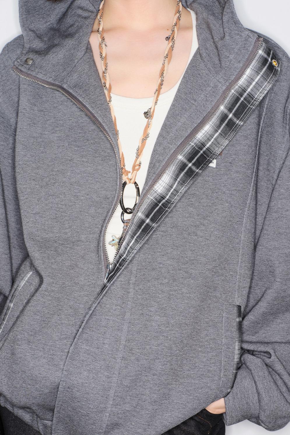 Plaid Patchwork Hooded Cardigan