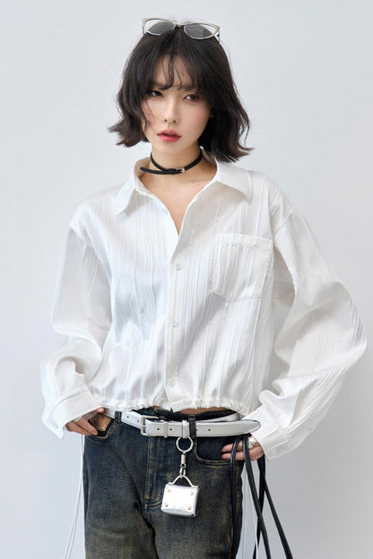 Gravity Textured Drawstring Top