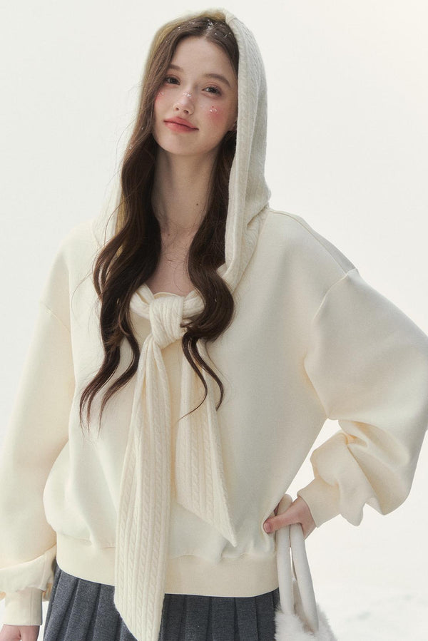 White Sweet Hooded Top