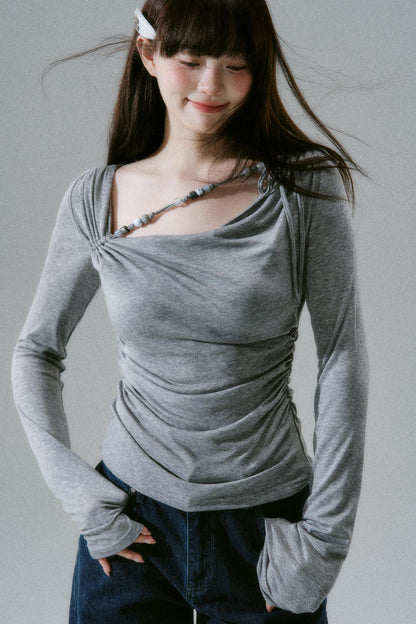 Open collar tight mode top