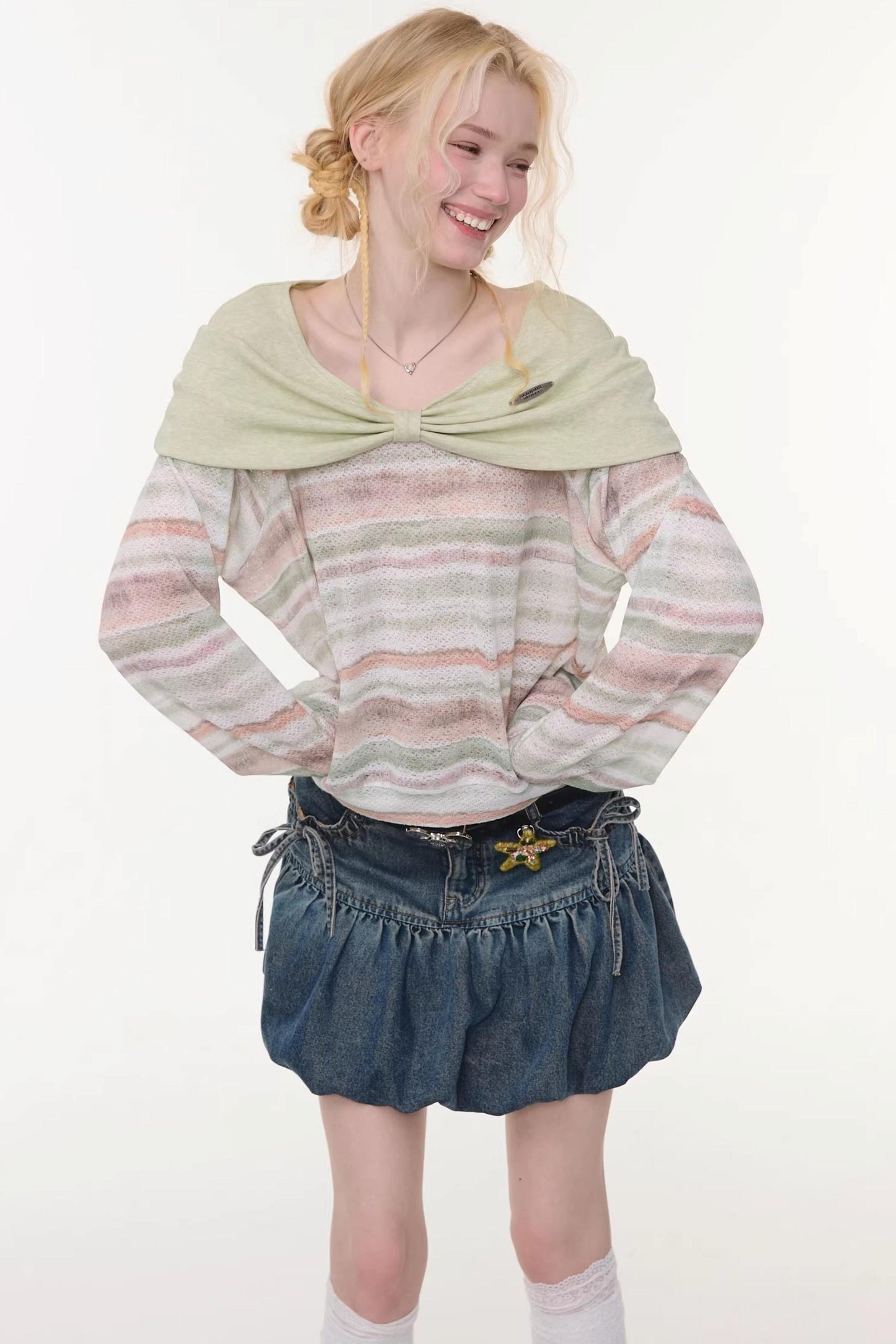 Spring Mist Striped Knit Top