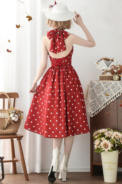 Retro Elegant Halter Neck French Flare Dress