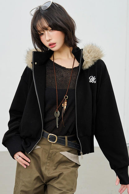 ファーカラールフードジャケット