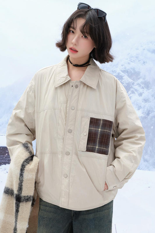 チェックコントラストカラーダウンジャケット