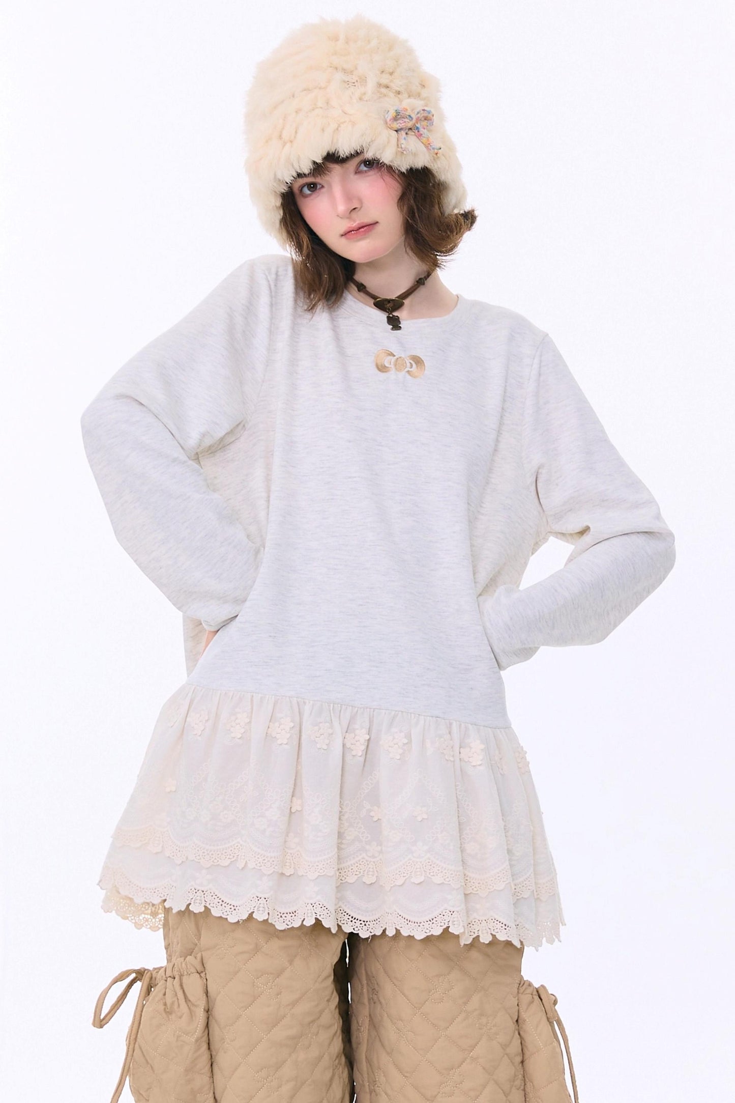 Retro Casual Lace Ribbon Top