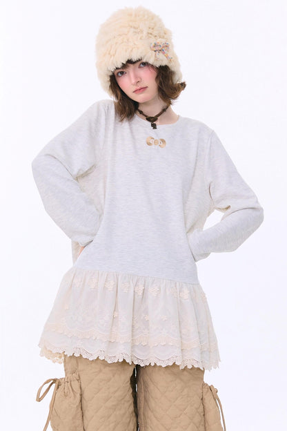 Retro Casual Lace Ribbon Top