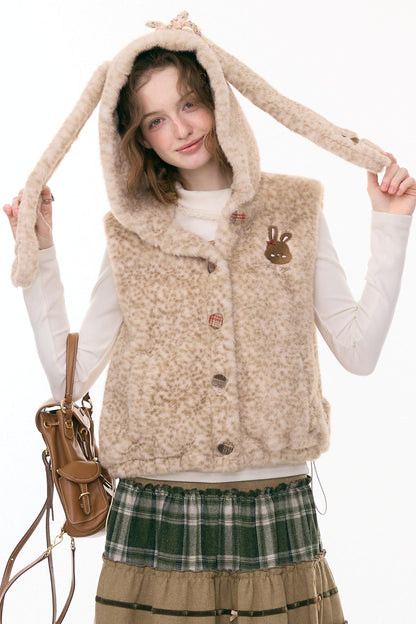 Faux Fur Rabbit Ear Vest