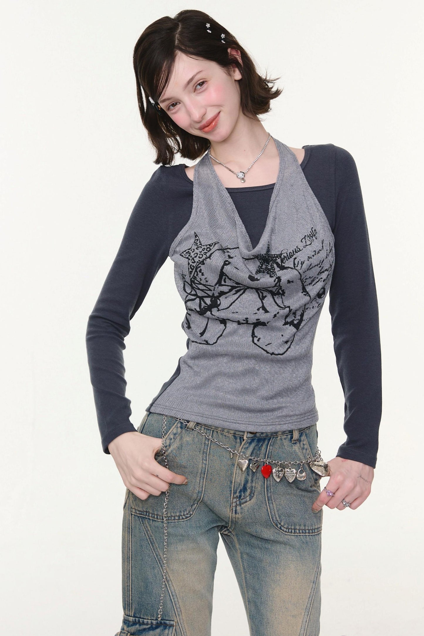 Rabbit Print Halter Top