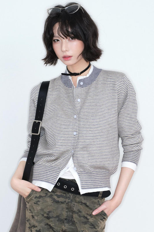 Fake Two-Piece Knitted Cardigan